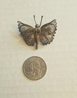 Antique Spun 800 Silver Filigree Butterfly Hallmarked Signed Brooch Pin