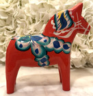 Vintage Erik Pell Red Dala Wood Swedish Horse 6  Inch Carved Hand Painted Wlabel