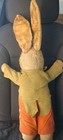 Vintage Antique Standing Bunny Rabbit Plush Glass Eyes 28  Straw Stuffed As-is 