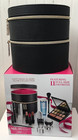 Lancome 2 Layer Round Black Train Case Cosmetic Makeup Organizer Travel Bag Only