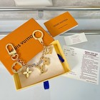 Monogram Floral Bag Chain Charm Gold Plated Metal Keychain Pendant For Handbag