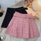 Pink Tweed Coarse Mini Skirt For Women High-waisted Slimming Versatile Anti-expo