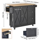 Kitchen Island Cart 56  Wood Top Mobile Storage Cabinet Rolling Table Drop Leaf