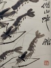 68in Chinese Old Painting Scroll Silk Shrimp Home Decor By Qi Baishi                    