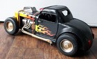 Vintage Style Hot Rat Rod Coupe Race Car Model Rustic Tin Metal Flames Large 12 