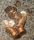 Mixed Rolls Of Wheat And Memorial Pennies Uncirculated Bu