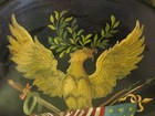 Antique Early Americana Hand Painted American Eagle Flag Tin Serving Tray