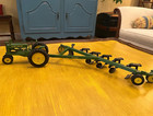 Vintage Diecast Ertl Toy  john Deere  Tractor With 6 Bottom Plow 1 16 Scale