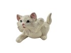 Vintage White Persian Cat Kitten Blue Eyes Paw Up Porcelain Figurine 