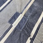 Antique French Fabric Ticking Saturated Dark Blue And White Striped Cotton Deni