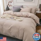 Janlive Washed Cotton Duvet Cover Queen Ultra Soft 100  Cotton Solid Color Li