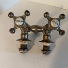 Antique Nickel Plated Brass Bath Kitchen Faucet Hot Cold Handles Porcelain