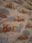 Beautiful   Soft Handmade Cotton Baby Blanket Blue Teddy Bears Quilt 39 X 42
