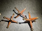 Set Of 3 Wood   Brass Atomic Mcm Style Jacks  Shelf Decor Home Accent See Pic