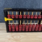 Vintage Lotus Flower Brand Chinese Abacus 13 Column Wood Brass Suanpan 24x12cm