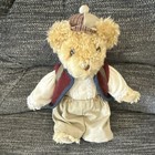 Beige Plush Teddy Bear Stuffed Animal W  Hat  Vest  Shirt   Pants