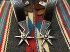 Nice Mexican Sgl Mnt Silver Overlaid Engraved Spurs W  Leather Spur Straps