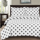 100  Cotton Percale White grey 3pc Polka Dots  Duvet Cover With Matching Shams