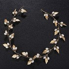 Kercisbeauty 24in Long Pearl Leaves Gold Headband 1 Count  pack Of 1  