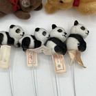  vintage Flocked Fuzzy Teddy Bears Panda Lot Craft Decor Flower Arrangement 