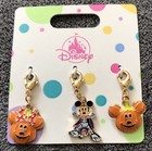 Disney Parks Halloween Mickey  minnie Pumpkins 3 Charms For Necklace Or Bracelet