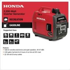 Honda Inverter Generator  2200 Surge Watts  1800 Rated Watts  Model  Eu2200itan
