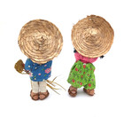 Pair Of 8  Mexican Oil Cloth Man Woman Dressed Souvenir Handmade Folk Art Dolls