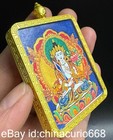 2 6  Old Tibet Gold Stroke Painted Buddhism Bodhisattva Manjusri Flower Pendant