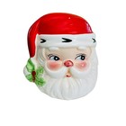 Vintage 1960s Josef Originals Ceramic Santa Claus Face Salt And Pepper Shakers