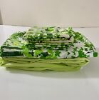 Vintage Perma Prest Percal Complete Sheet Set Full Double Green Trees Abstract