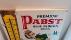 Pabst Beer Guy Snow Sking Statue Metal Thermometer Advertising Sign 1960s Vtg