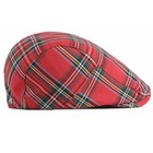 Mens Plaid Newsboy Flat Cap Ivy Gatsby Driving Hunting Cabbie Hat Red-plaid B