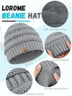 Lorome Winter Beanie Hat Scarf Gloves Set Light Gray Acrylic Size 5 1 8-7 7 8