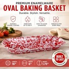 Golden Rabbit Enamelware Oval Basket  16 X 6 Inch  Red Swirl