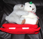 Russ Berrie Bears On Sled Plush Christmas Stuffed Animal Item  459 - 8 5  Tall