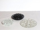 Lot 3 Vtg Glass Flower Arranging Frogs 3 1 4  - 5  10 To 16 Holes Candle Holder