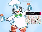 1950s Vintage Vogart Embroidery Transfer 244 Comic French Chef Tea Towels Uncut