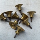 Vtg Brass Colonial Bullseye Brass Drawer Dresser Cabinet Knobs - Lot Of 9