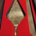 Vintage Wedding Cake Knife And Server Set Stainless Steel Cake Pie Pastry Gold