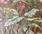 Vintage Fringe Tablecloth Tropical Foliage Heavyweight Round 60   