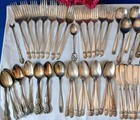 Vintage antique Silver Plated Flatware  Forks Spoons Master Butter Knives  54 Pc