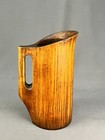 Antique Large Hand-carved Treenware 11  Noggin Or Pitcher 64 Oz