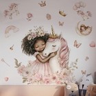 Pink Unicorn Wall Decals  Multi Coloured  Love Hearts Vinyl Stickers Kids Girls