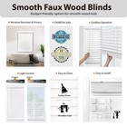 Dez Furnishings Cordless 2  Smooth Faux Wood Blind  26  W X 72  H  Smooth White