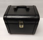 Vintage Black Leather Travel Train Case