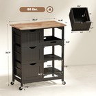 Rolling Kitchen Cart  Kitchen Island With Wood Top  Shelves   Drawers