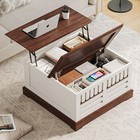 31 5   Modern Square Lift Top Coffee Table With Storage Dining Table Wood White