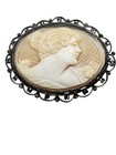 Antique 800 Silver Shell Cameo Brooch Pin Very Nice C Clasp