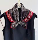82  Cashmere 18  Silk 62x62cm Bandana Scarf Shape Red Cashew Print Double Sided 