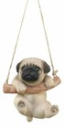 Ebros Lifelike Teacup Pug Macrame Branch Hanger 5 5  Tall With Jute Strings